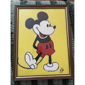 Acrylic Hand Painted Mickey Mouse Disney Framed 9 in x 12 in